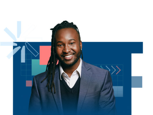 Man in blue suit smiling